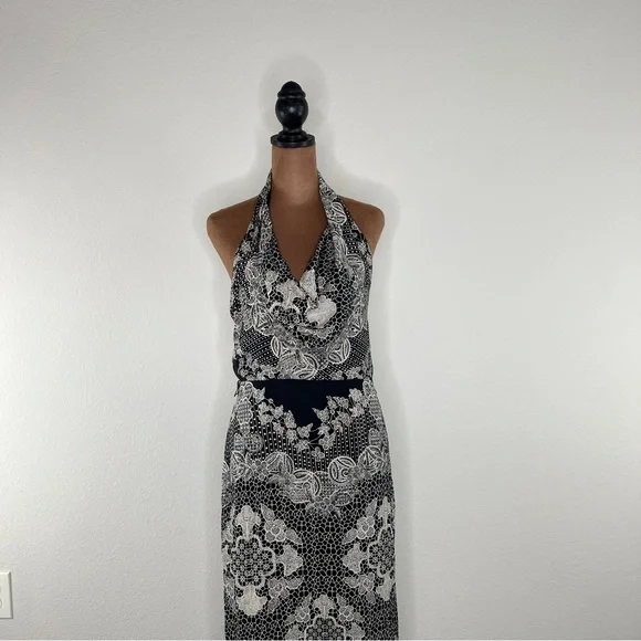 Nicole Miller Black and White Halter Maxi Sundress. Pre owned. - Picture 2 of 15